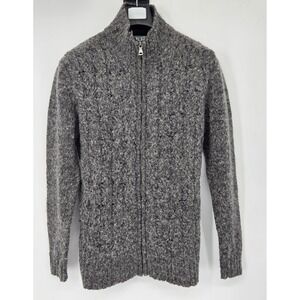 BKE Wool Blend Full Zip Sweater Men's Large Gray Athletic Fit Casual‎ Preppy EUC